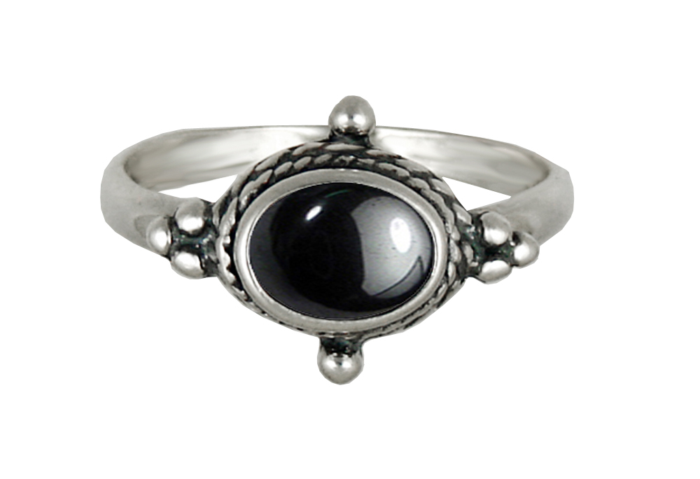 Sterling Silver Gemstone Ring With Hematite Size 10